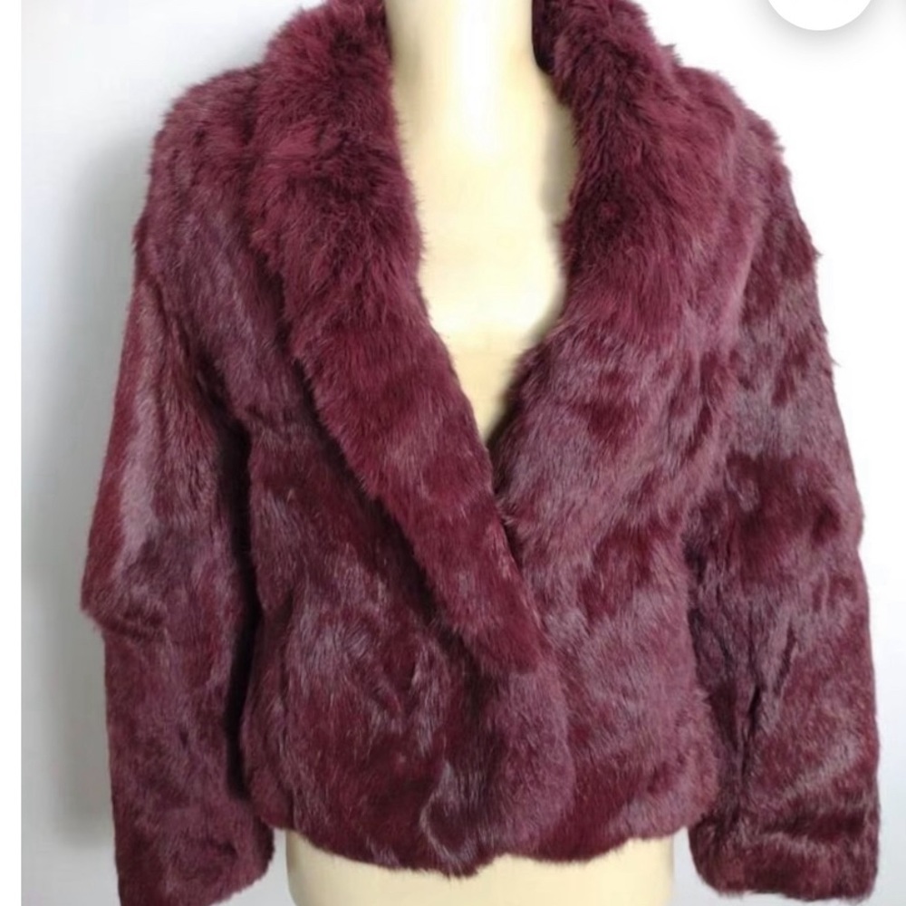 Purple/Burgundy Genuine Rabbit fur coat